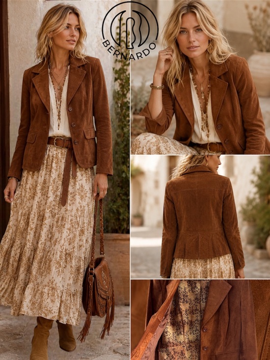 Bernardo Jackets & Blazers - 🛍️SALE🛍️ Bernardo Women’s Cognac Brown Suede Genuine Leather Blazer Jacket